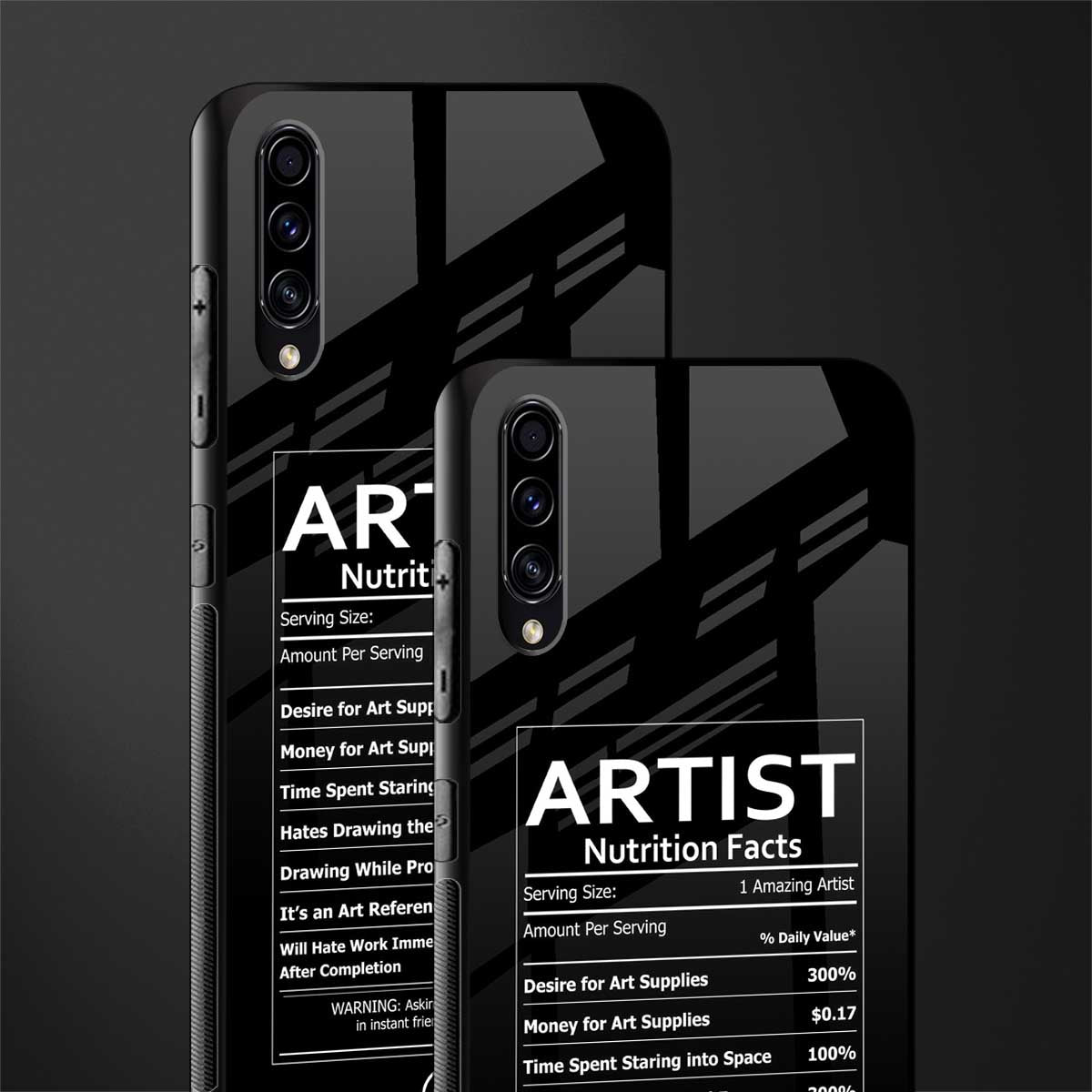 artist nutrition facts glass case for samsung galaxy a30s image-2