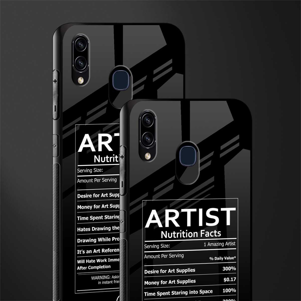 artist nutrition facts glass case for samsung galaxy a20 image-2