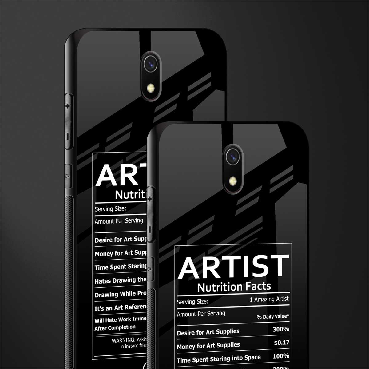 artist nutrition facts glass case for redmi 8a image-2