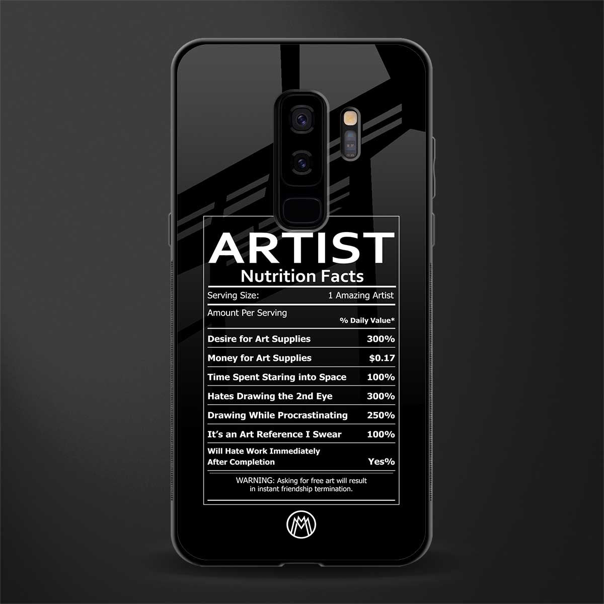 artist nutrition facts glass case for samsung galaxy s9 plus image