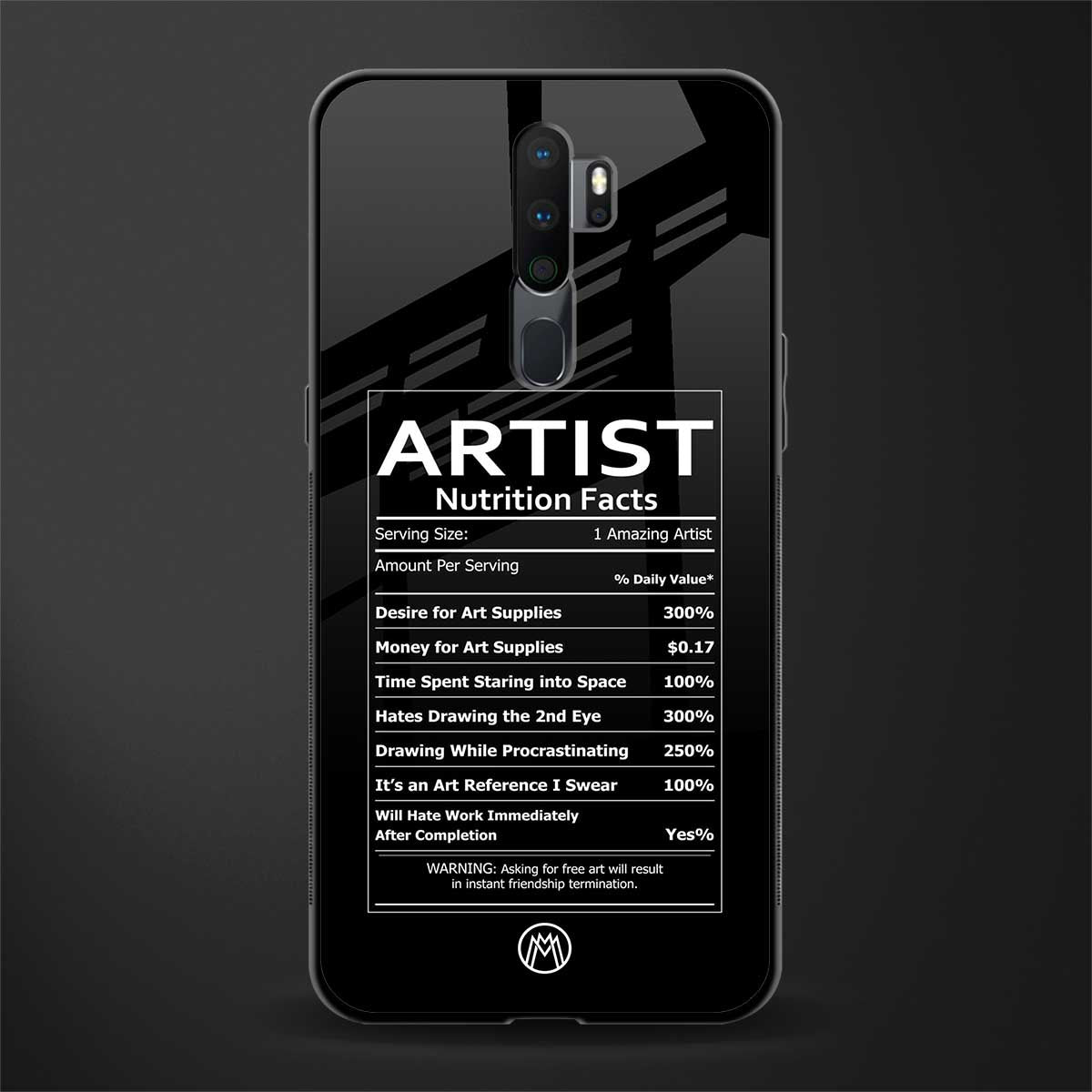 artist nutrition facts glass case for oppo a9 2020 image