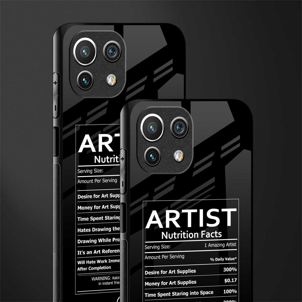 artist nutrition facts glass case for mi 11 lite image-2