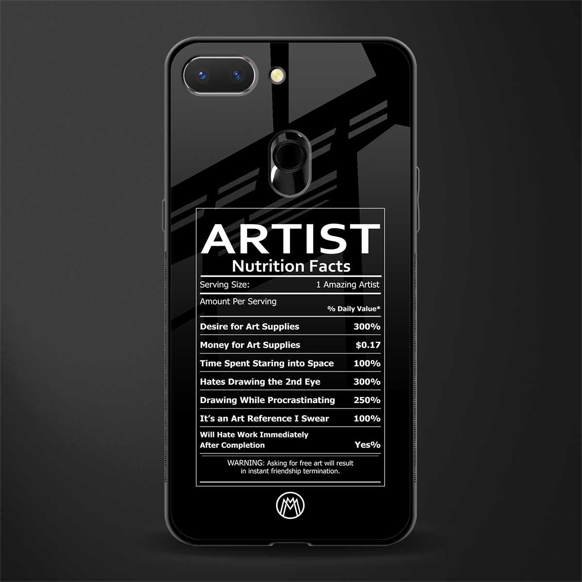 artist nutrition facts glass case for oppo a5 image