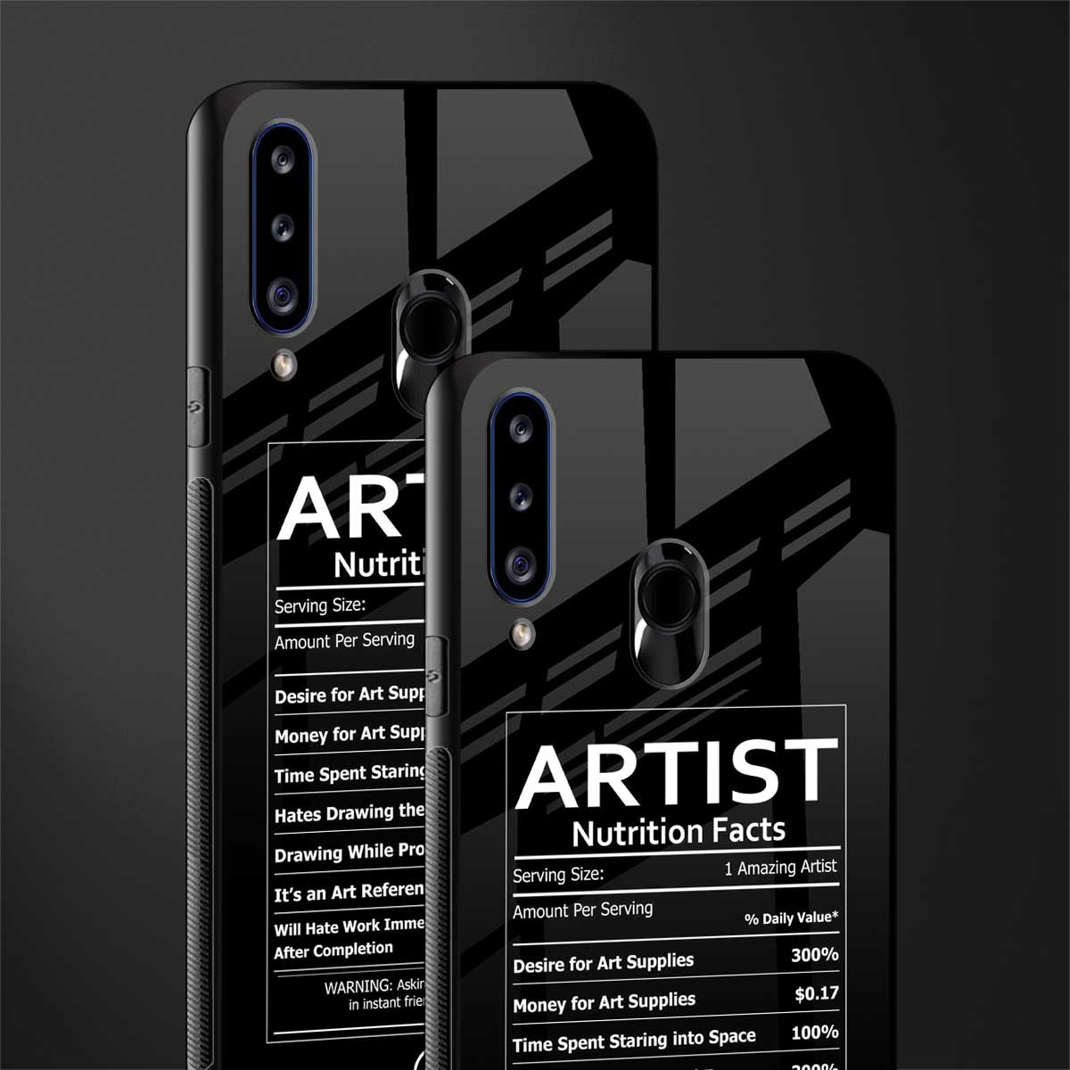 artist nutrition facts glass case for samsung galaxy a20s image-2