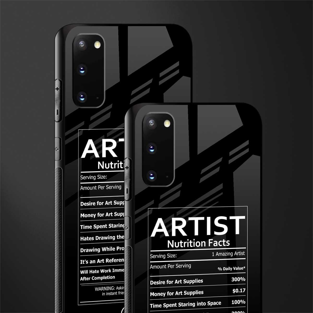 artist nutrition facts glass case for samsung galaxy s20 image-2