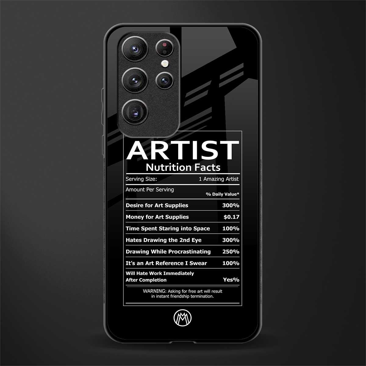 artist nutrition facts glass case for samsung galaxy s22 ultra 5g image