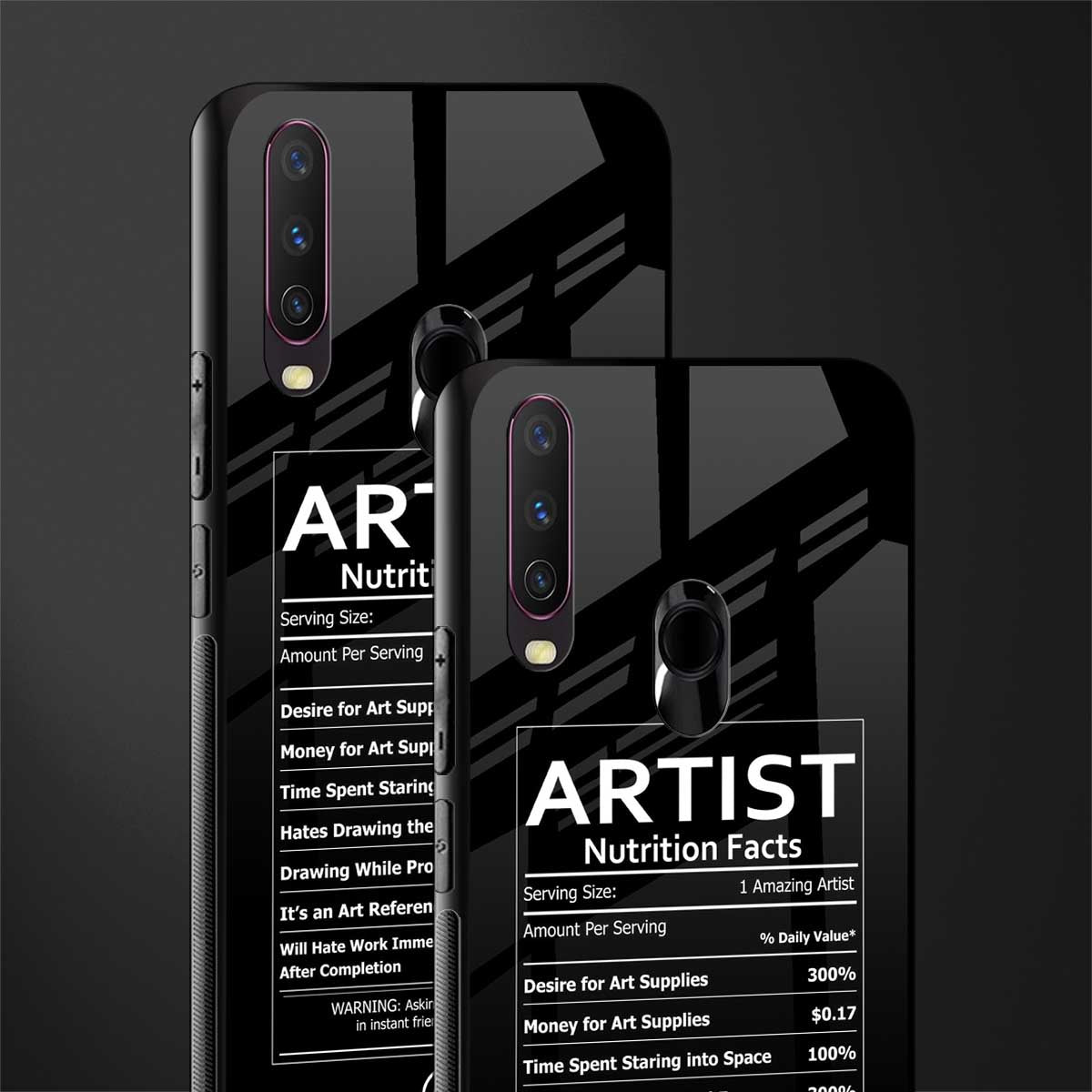 artist nutrition facts glass case for vivo y17 image-2