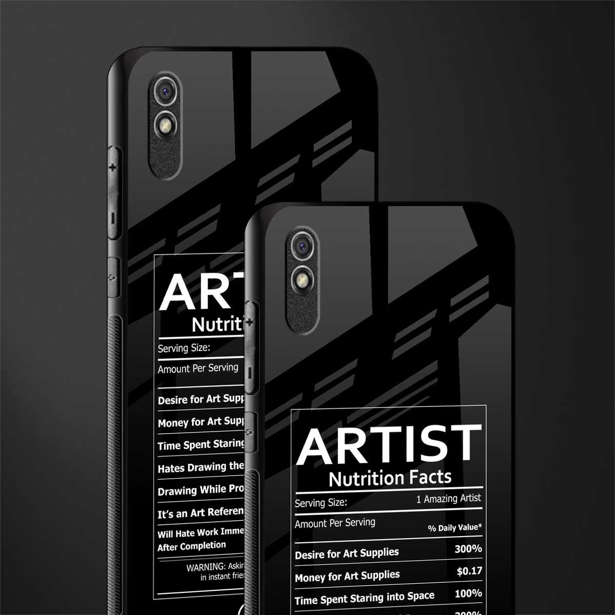 artist nutrition facts glass case for redmi 9a image-2
