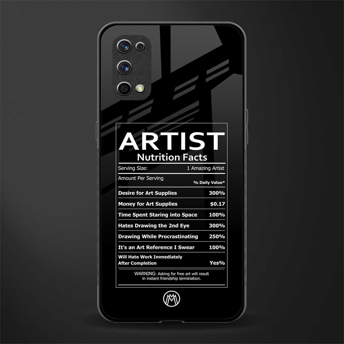 artist nutrition facts glass case for realme x7 pro image