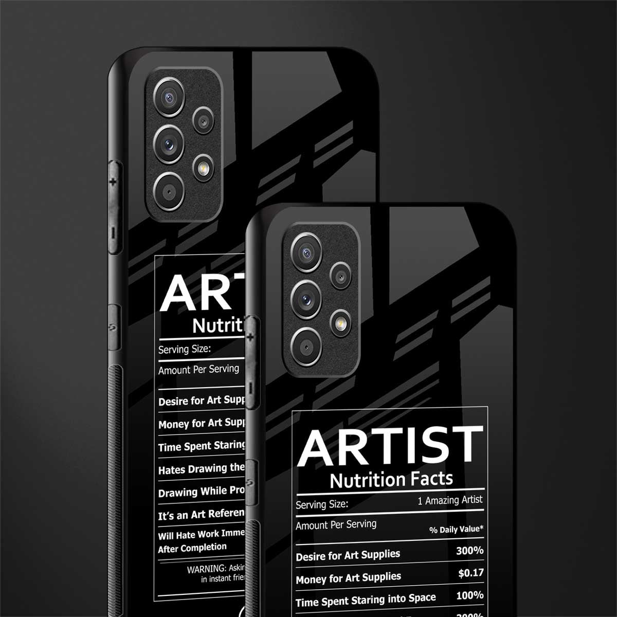 artist nutrition facts glass case for samsung galaxy a32 4g image-2