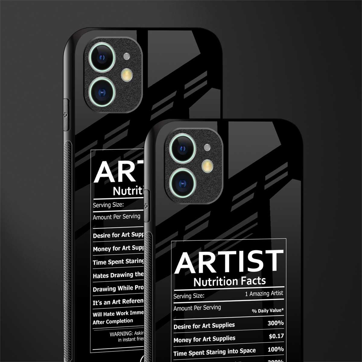 artist nutrition facts glass case for iphone 11 image-2