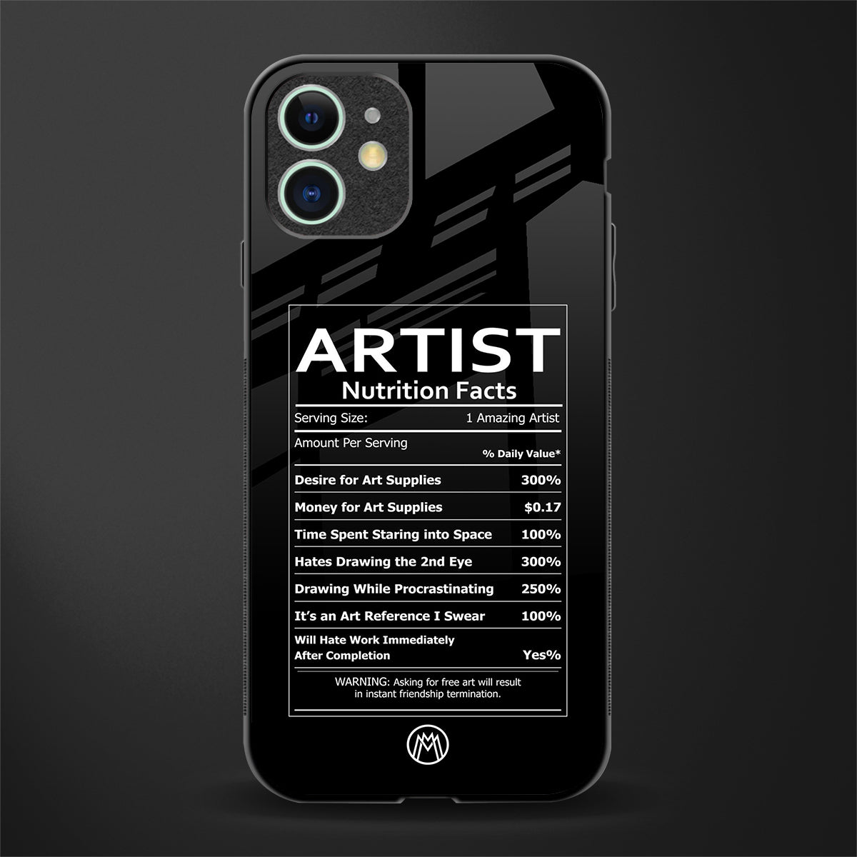 artist nutrition facts glass case for iphone 11 image