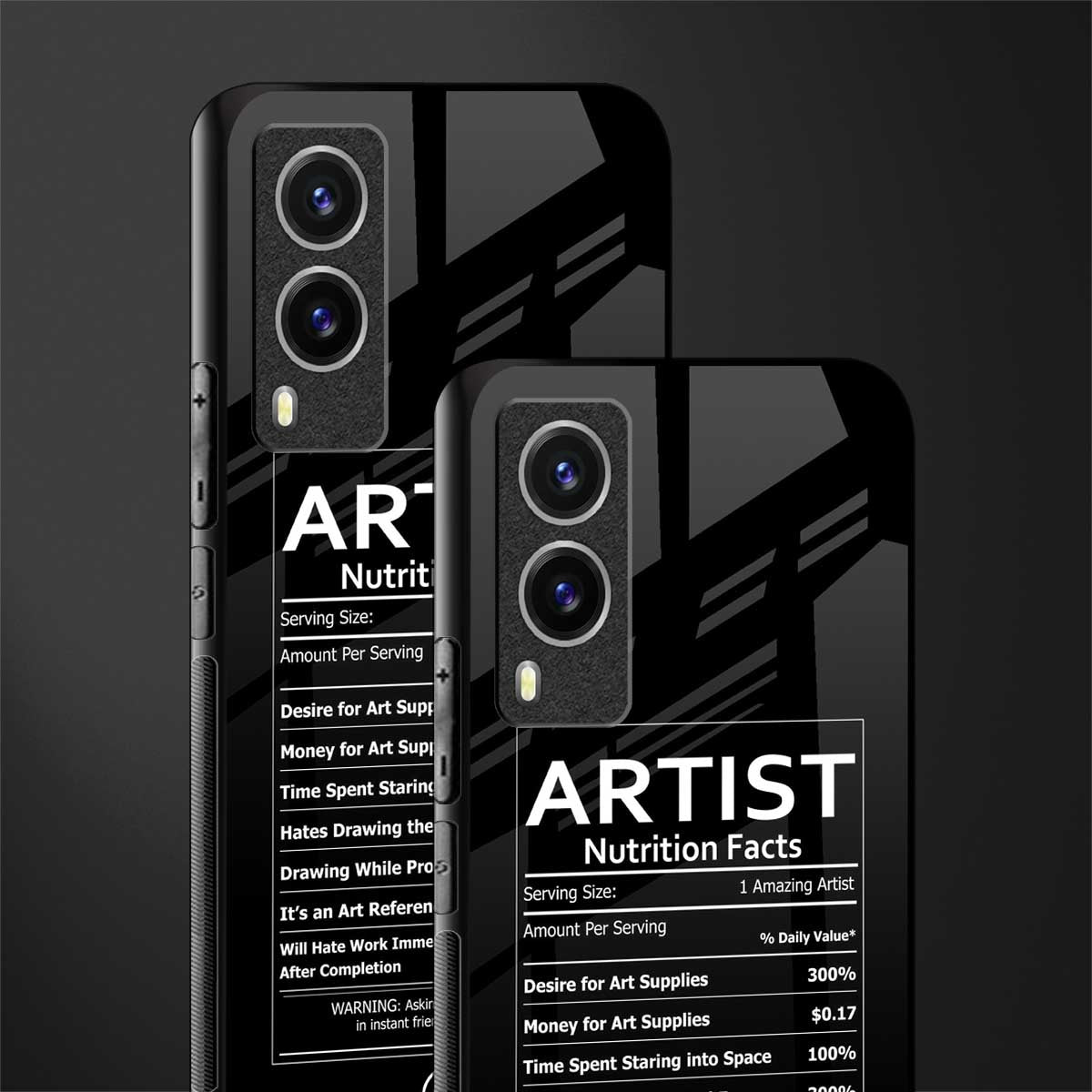 artist nutrition facts glass case for vivo v21e 5g image-2