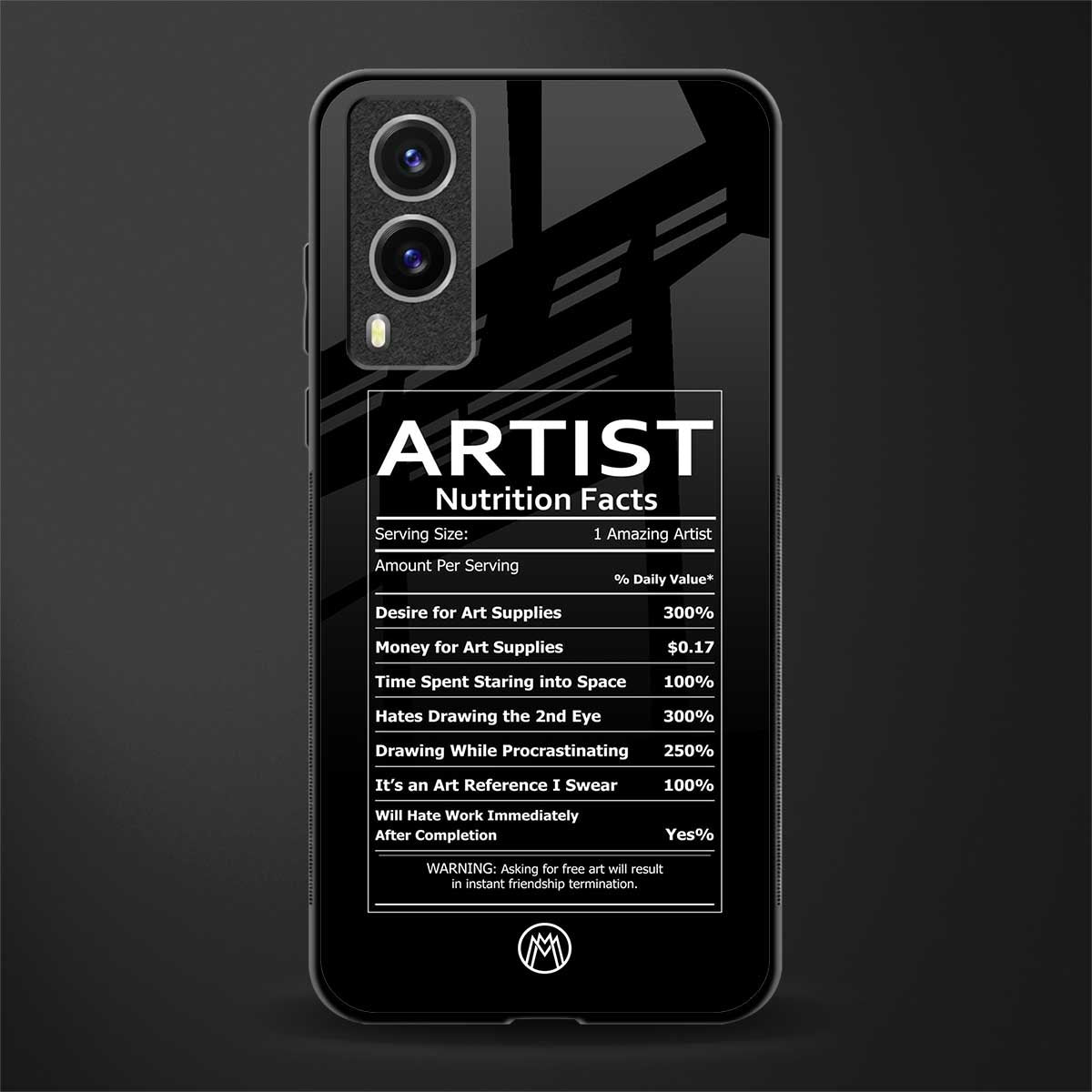 artist nutrition facts glass case for vivo v21e 5g image