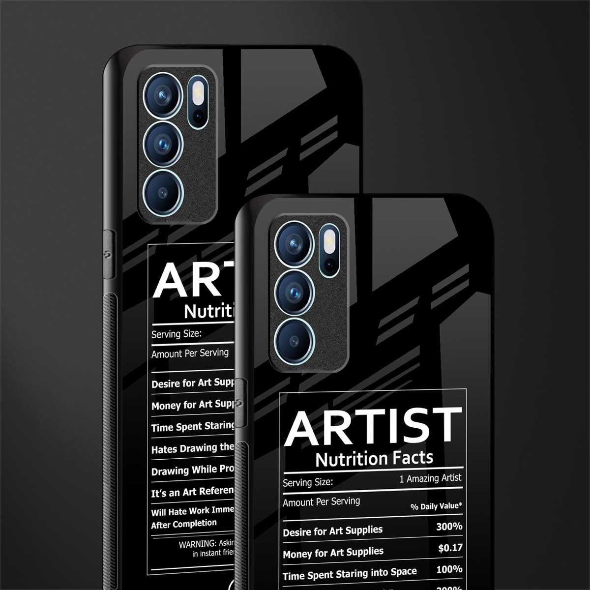 artist nutrition facts glass case for oppo reno6 5g image-2