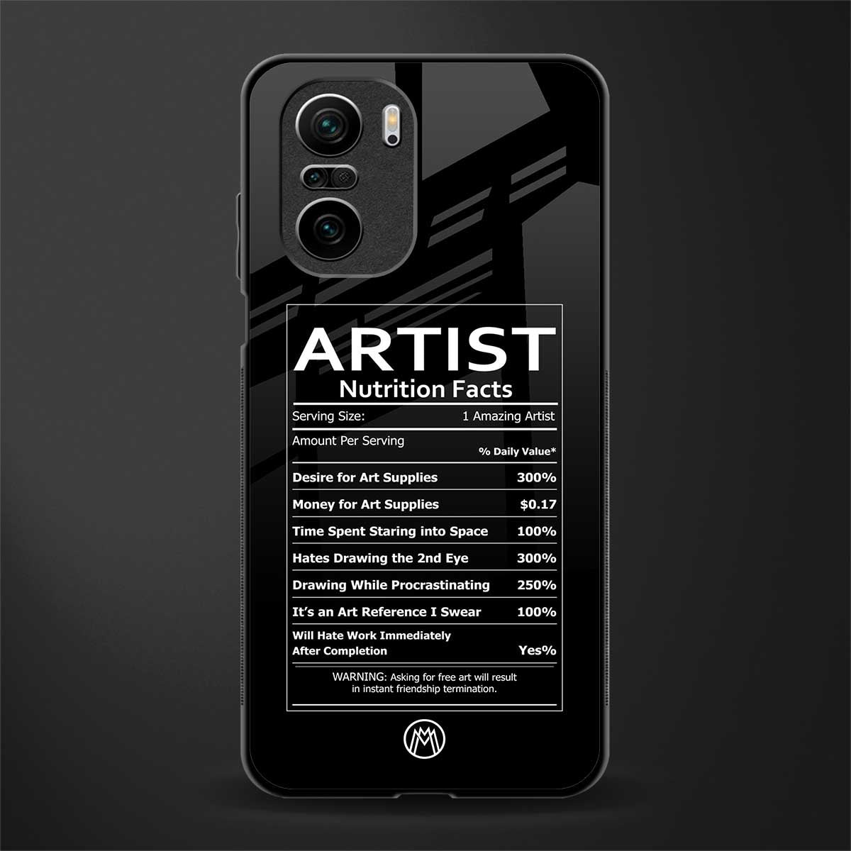 artist nutrition facts glass case for mi 11x 5g image