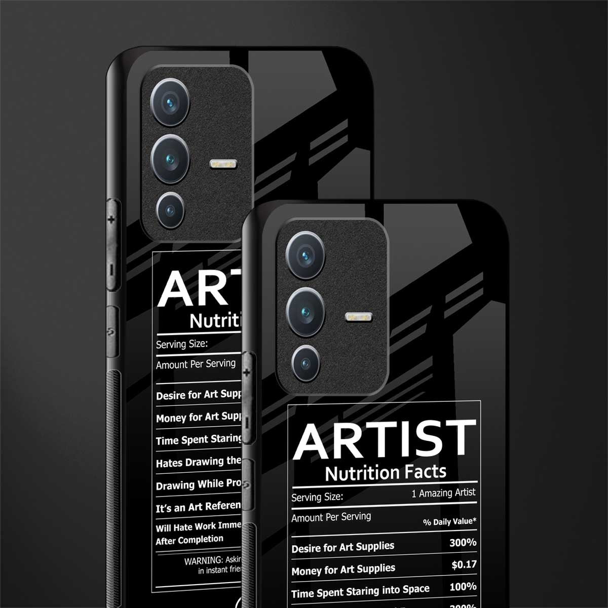 artist nutrition facts glass case for vivo v23 5g image-2