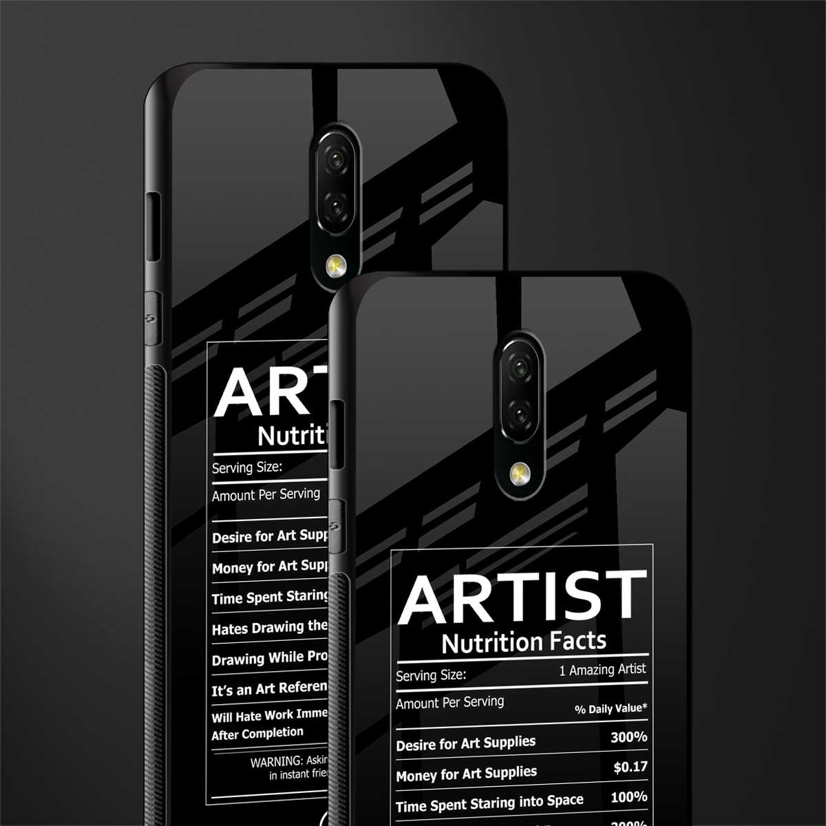 artist nutrition facts glass case for oneplus 7 image-2
