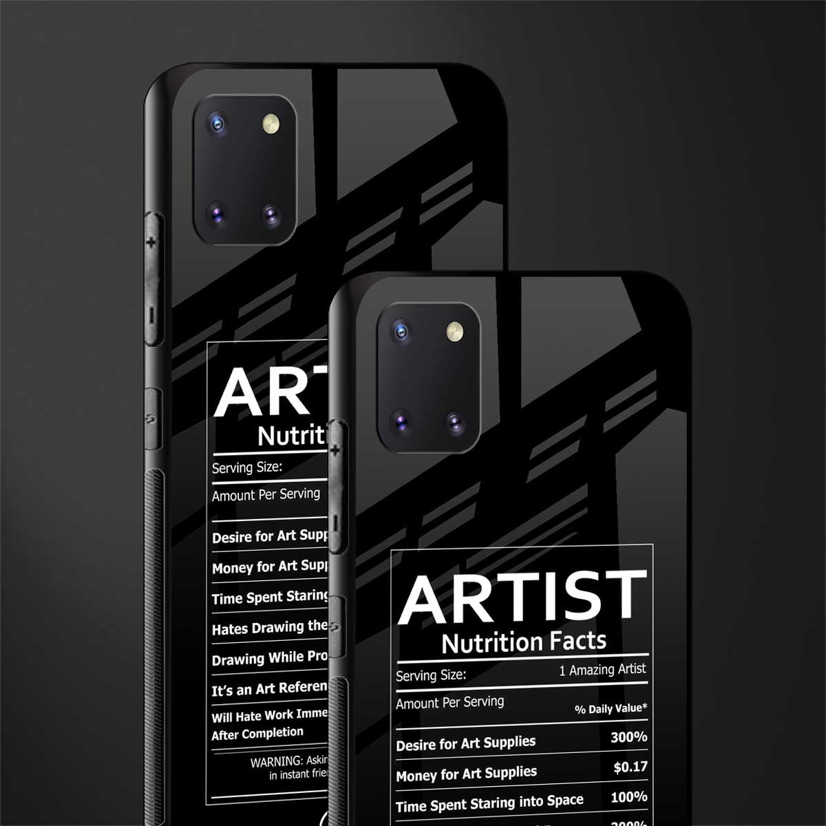 artist nutrition facts glass case for samsung a81 image-2