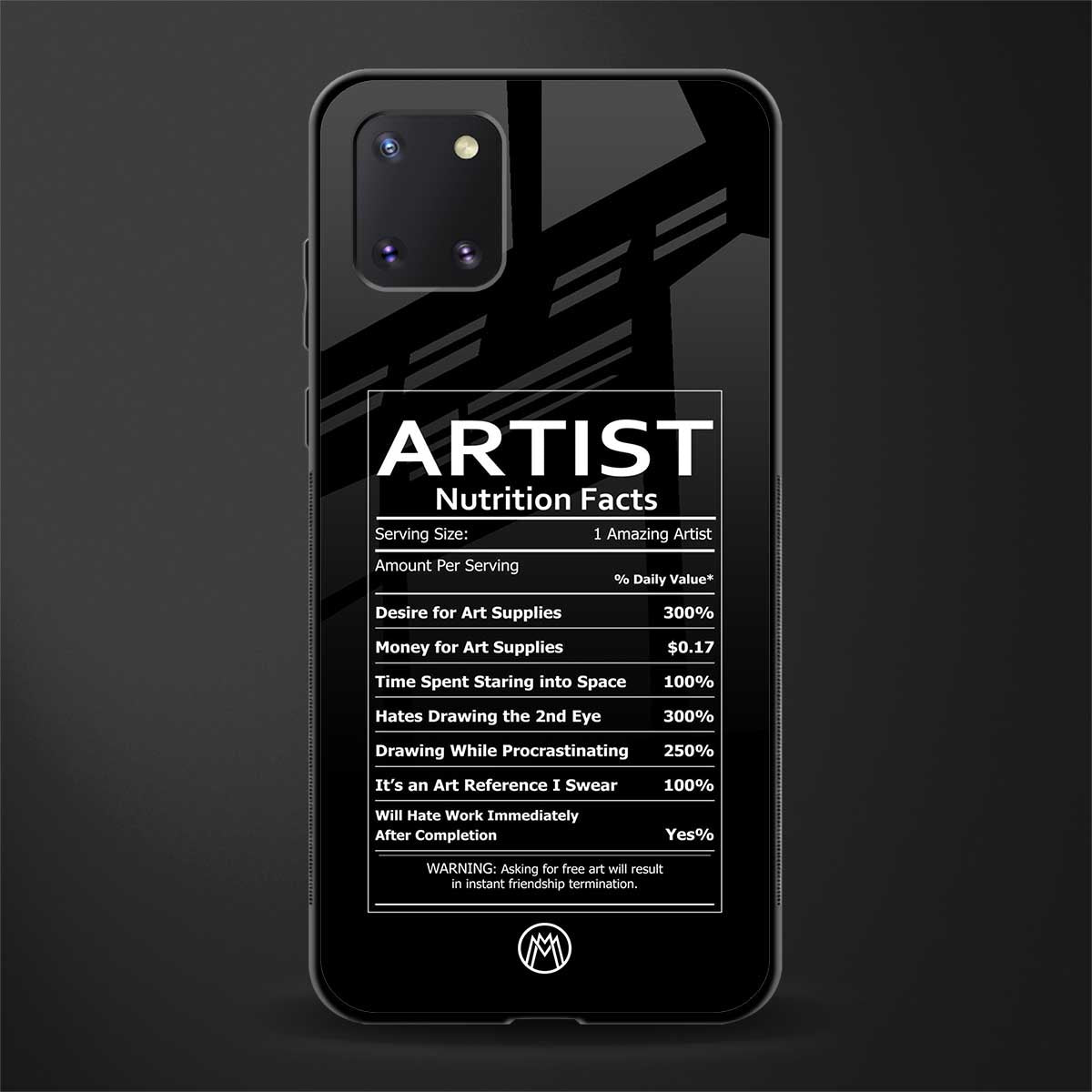 artist nutrition facts glass case for samsung a81 image