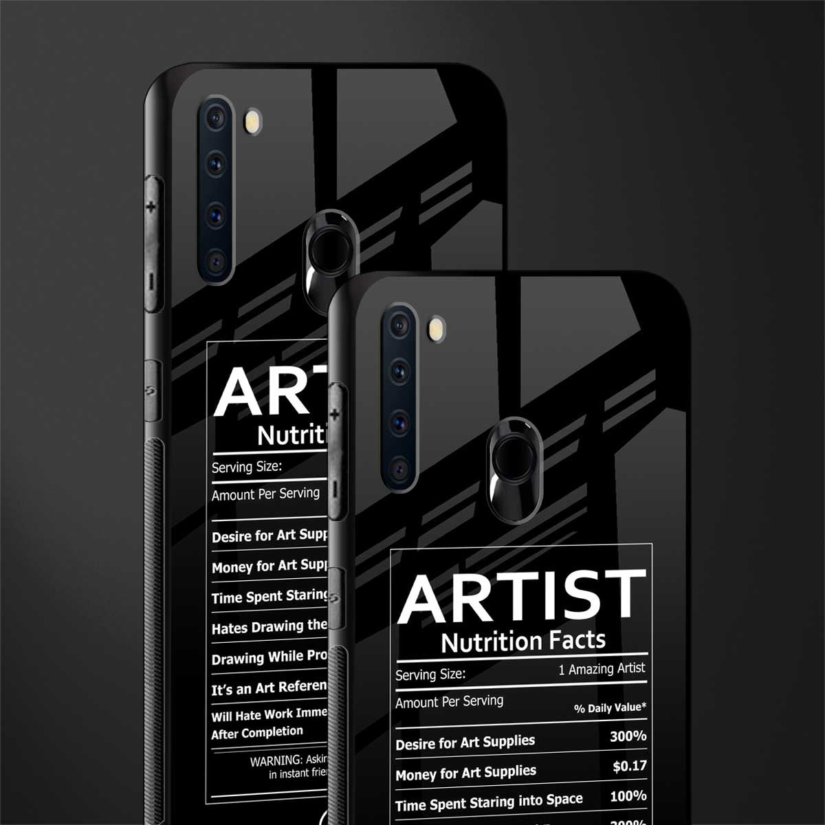 artist nutrition facts glass case for samsung a21 image-2