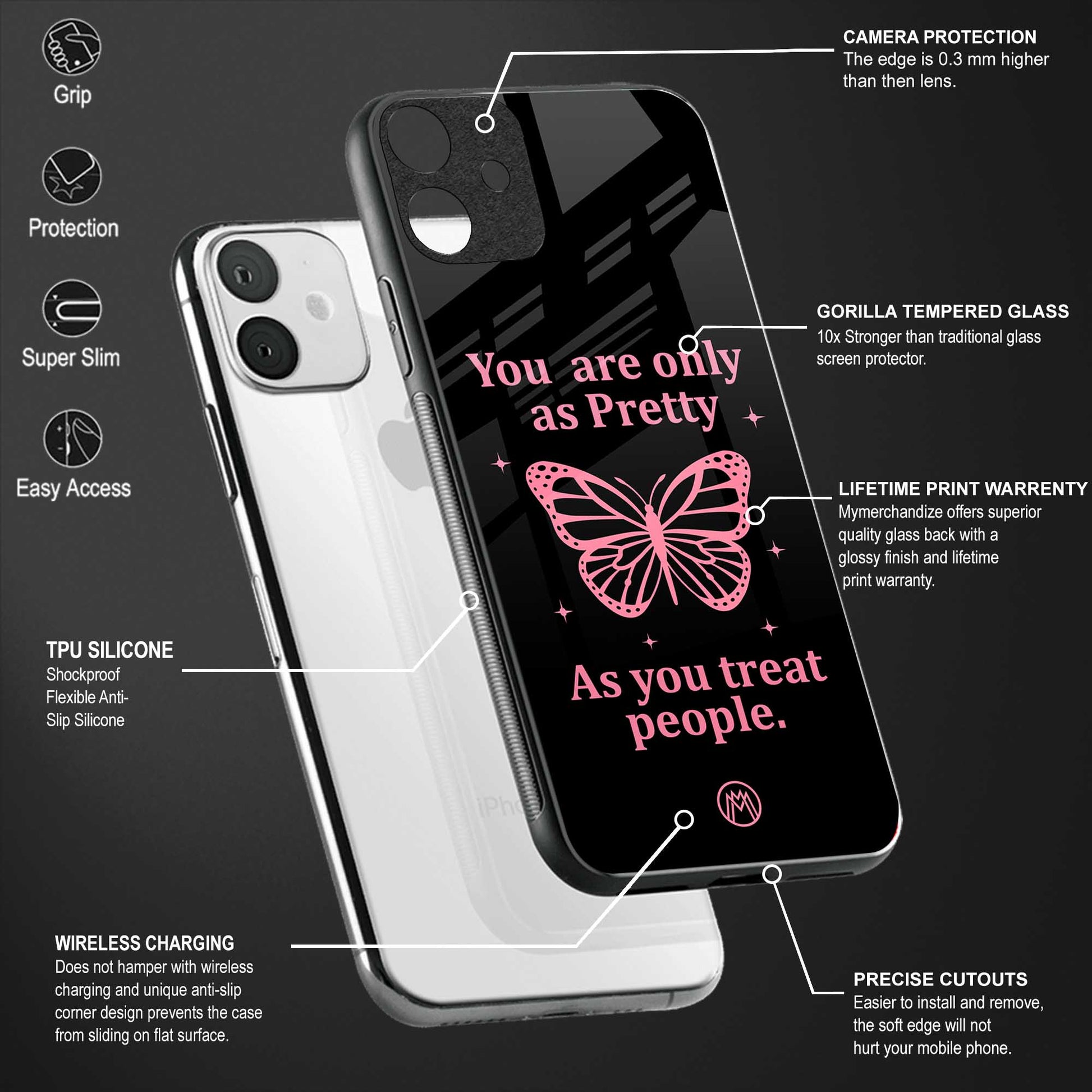 as pretty as you treat people glass case for iphone 11 image-4