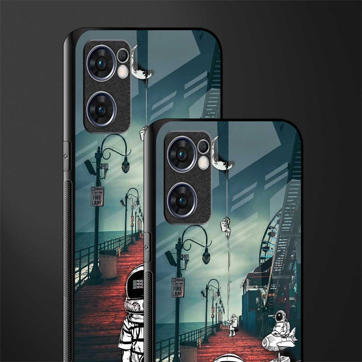 astronaut believer beach glass case for oppo reno7 5g image-2
