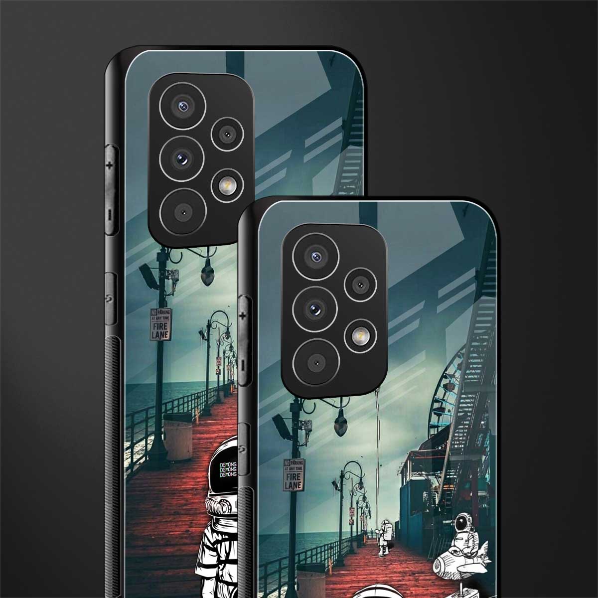 astronaut believer beach back phone cover | glass case for samsung galaxy a53 5g