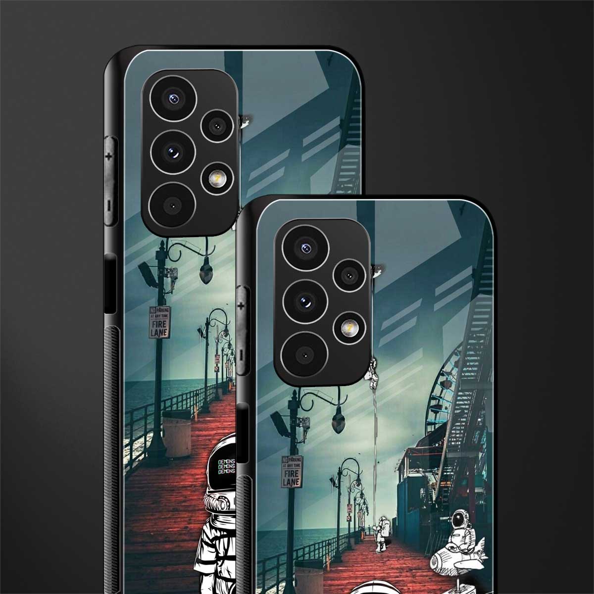 astronaut believer beach back phone cover | glass case for samsung galaxy a13 4g