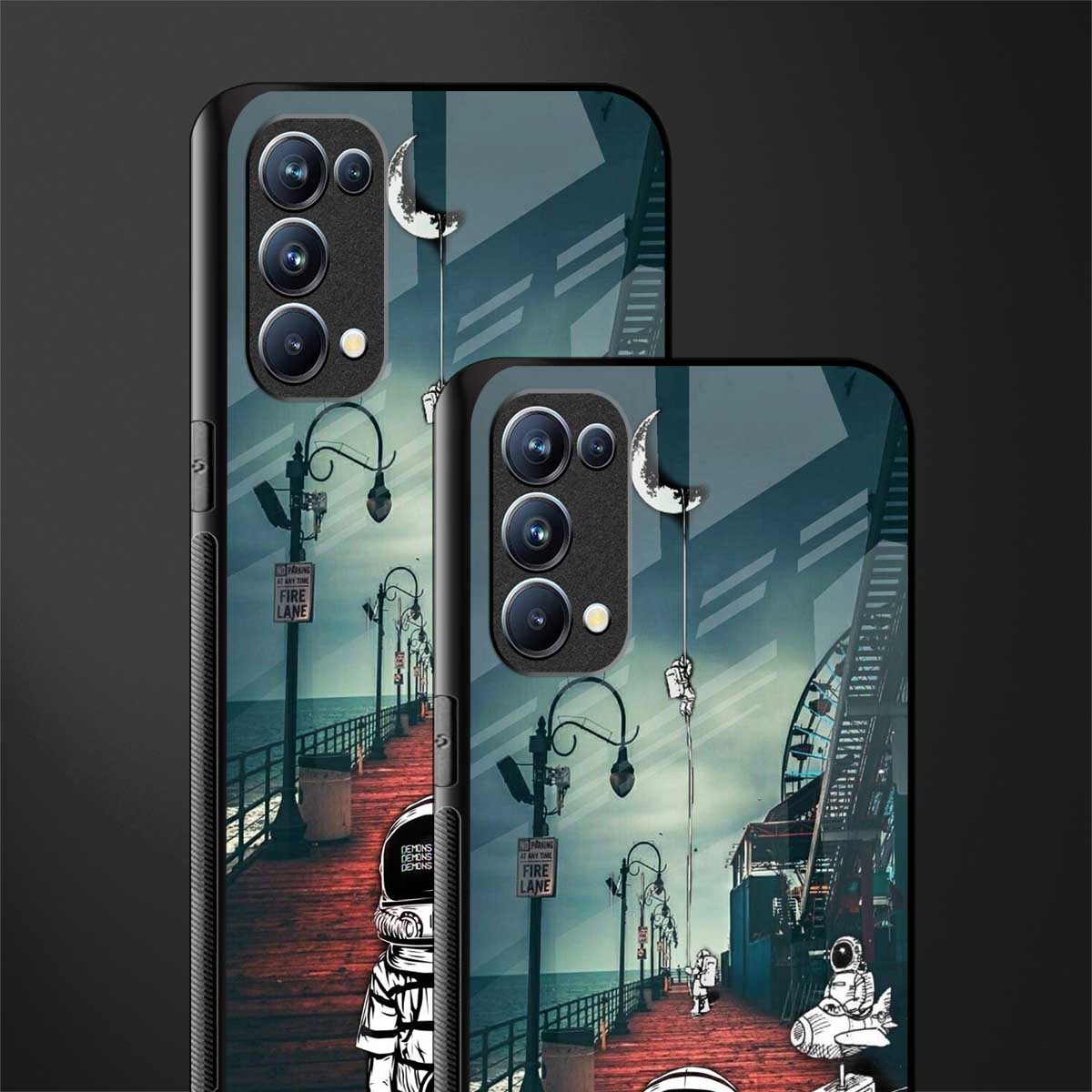 astronaut believer beach back phone cover | glass case for oppo reno 5