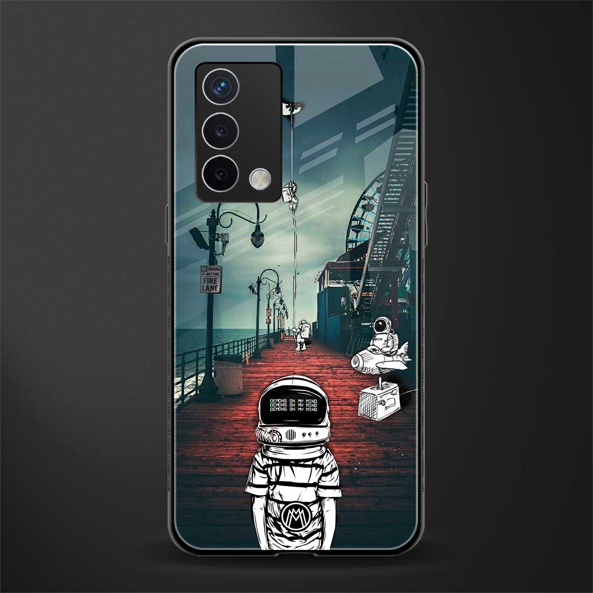 astronaut believer beach back phone cover | glass case for oppo a74 4g