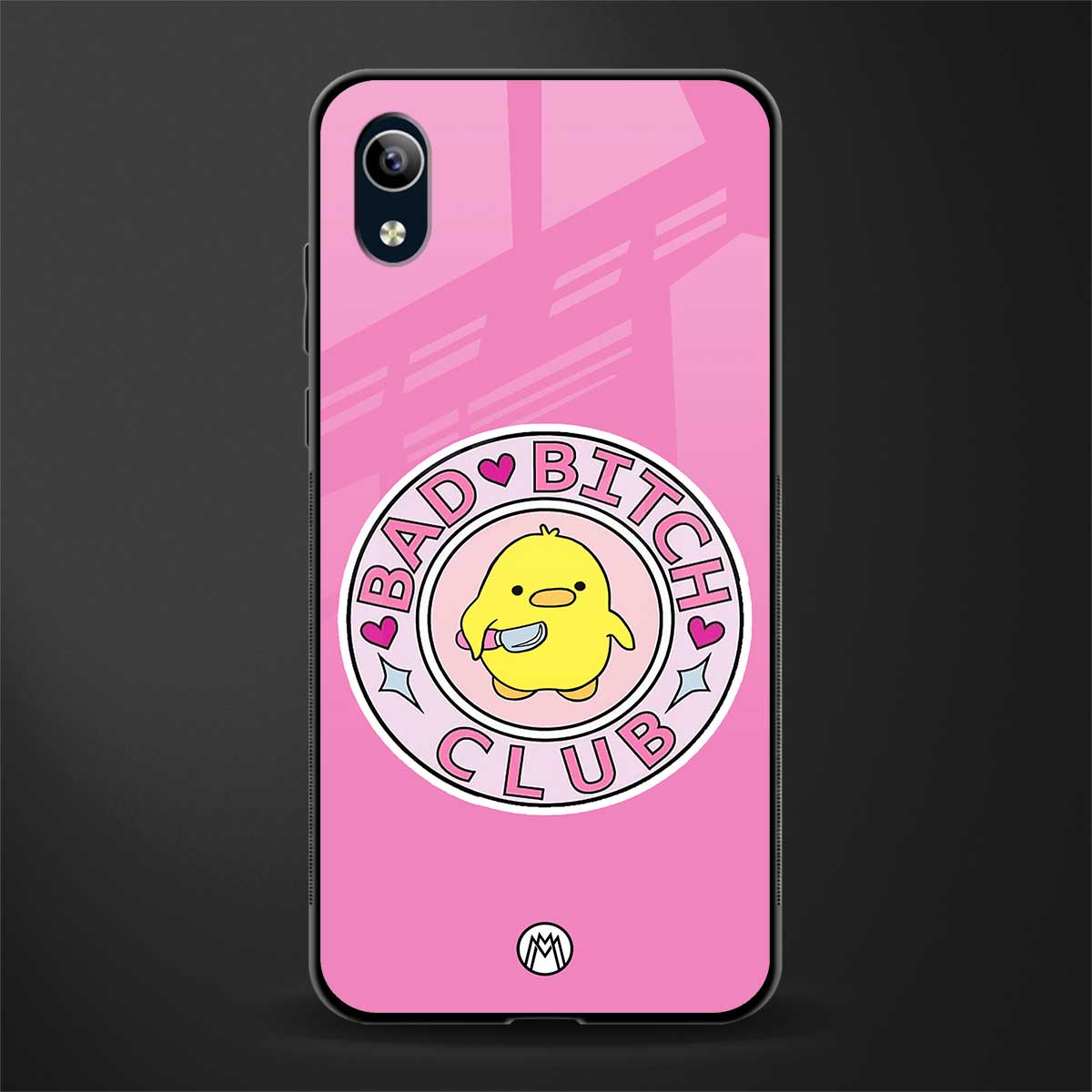 bad bitch club glass case for vivo y90 image