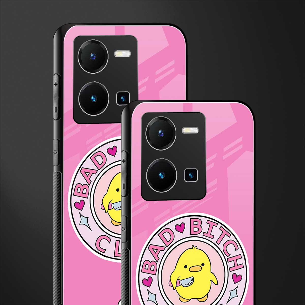 bad bitch club back phone cover | glass case for vivo y35 4g