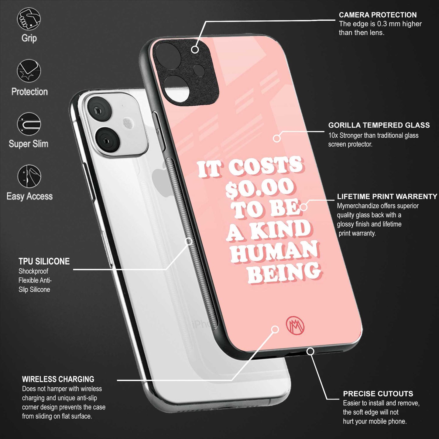 be a kind human being back phone cover | glass case for redmi note 11 pro plus 4g/5g