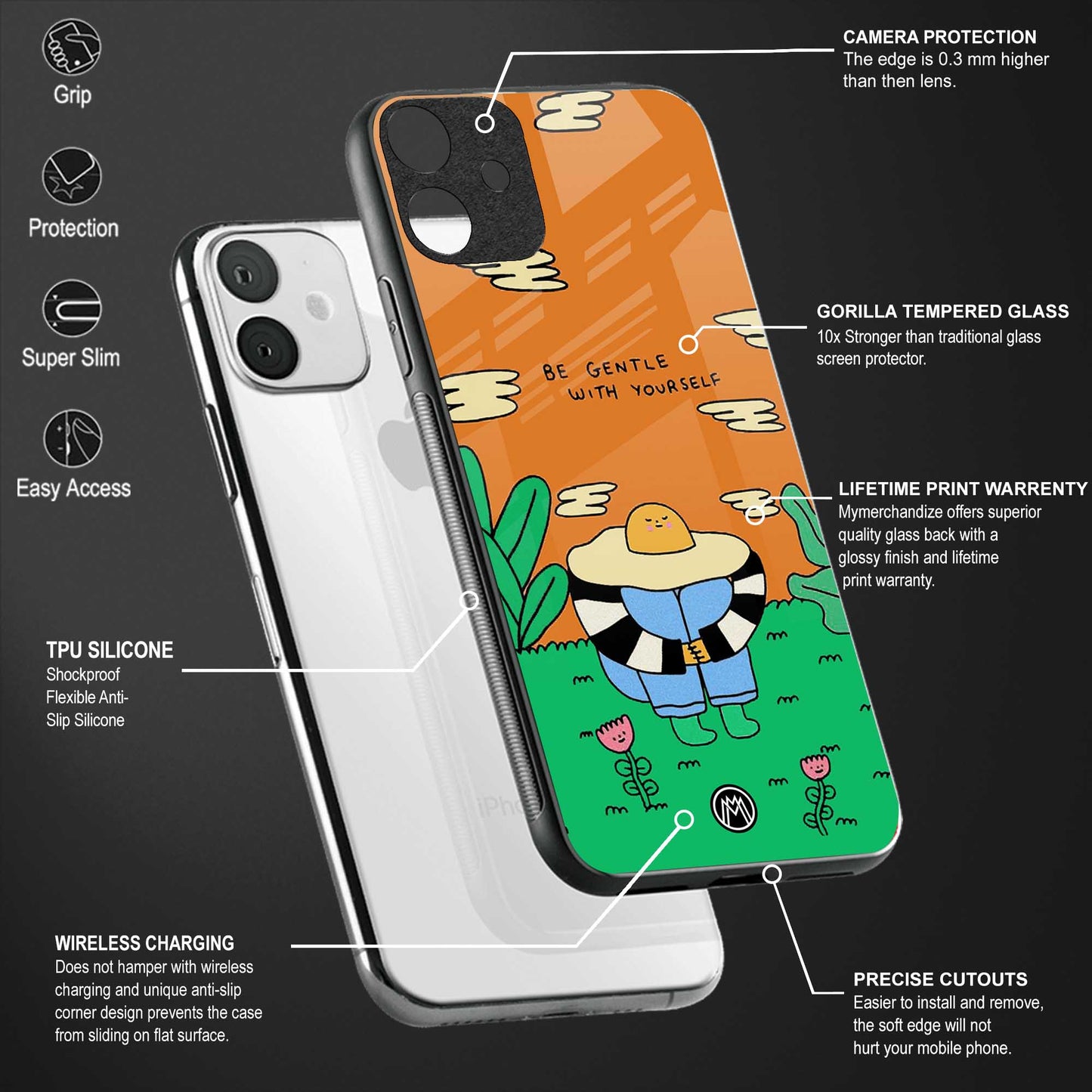 be gentle with yourself back phone cover | glass case for redmi note 11 pro plus 4g/5g