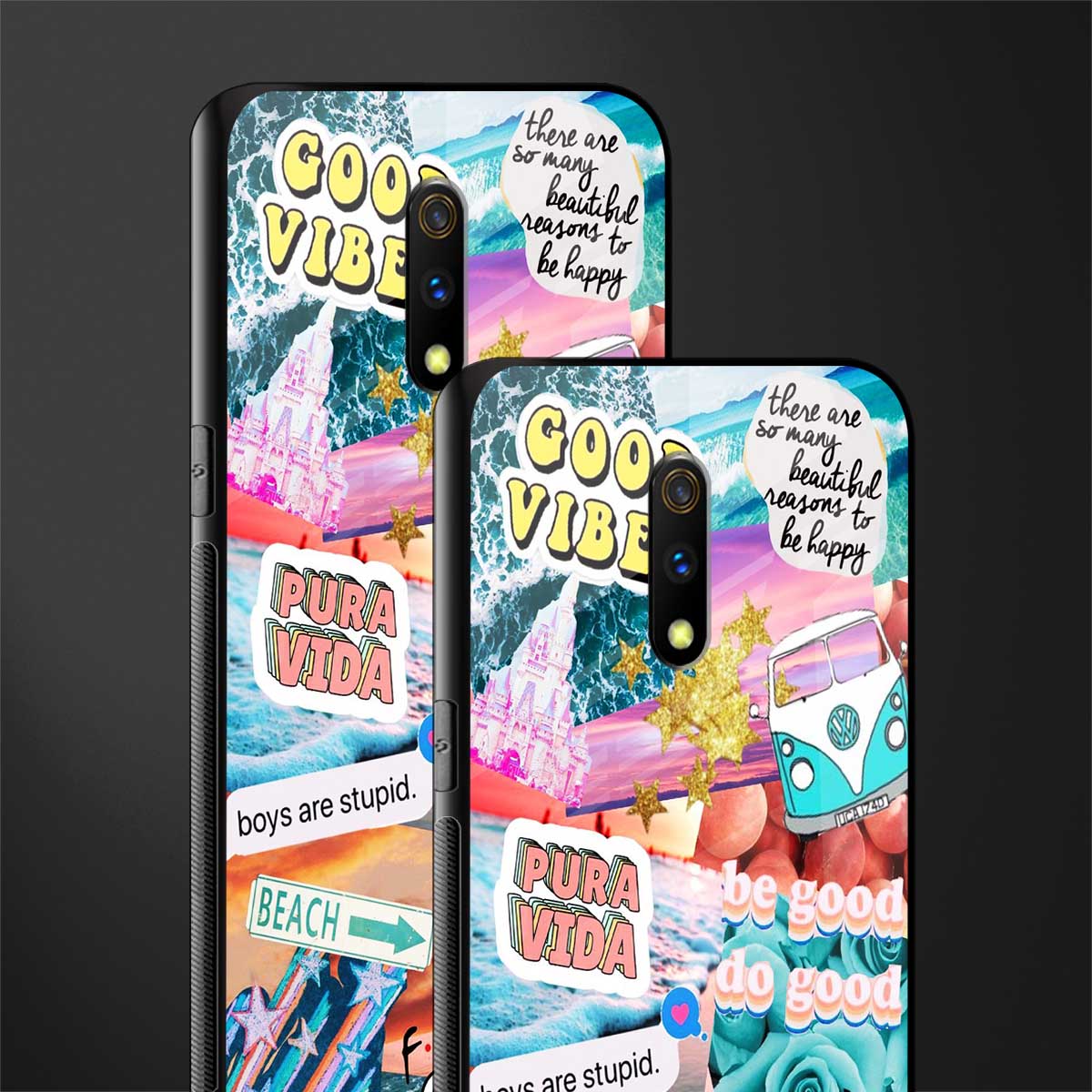 beach vibes collage glass case for oppo k3 image-2