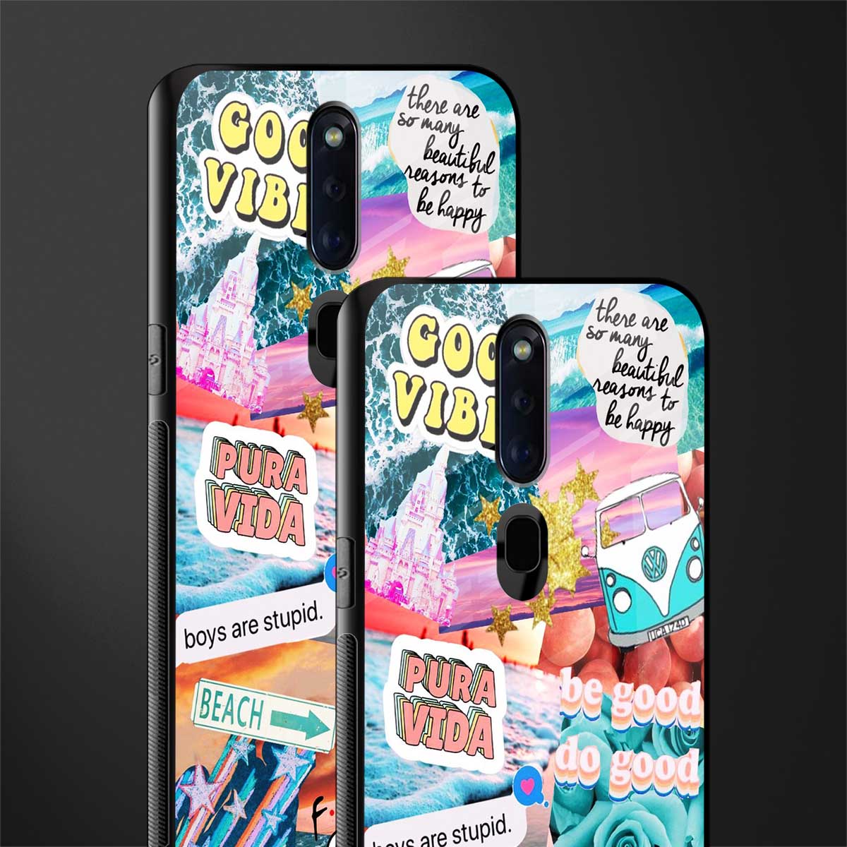 beach vibes collage glass case for oppo f11 pro image-2