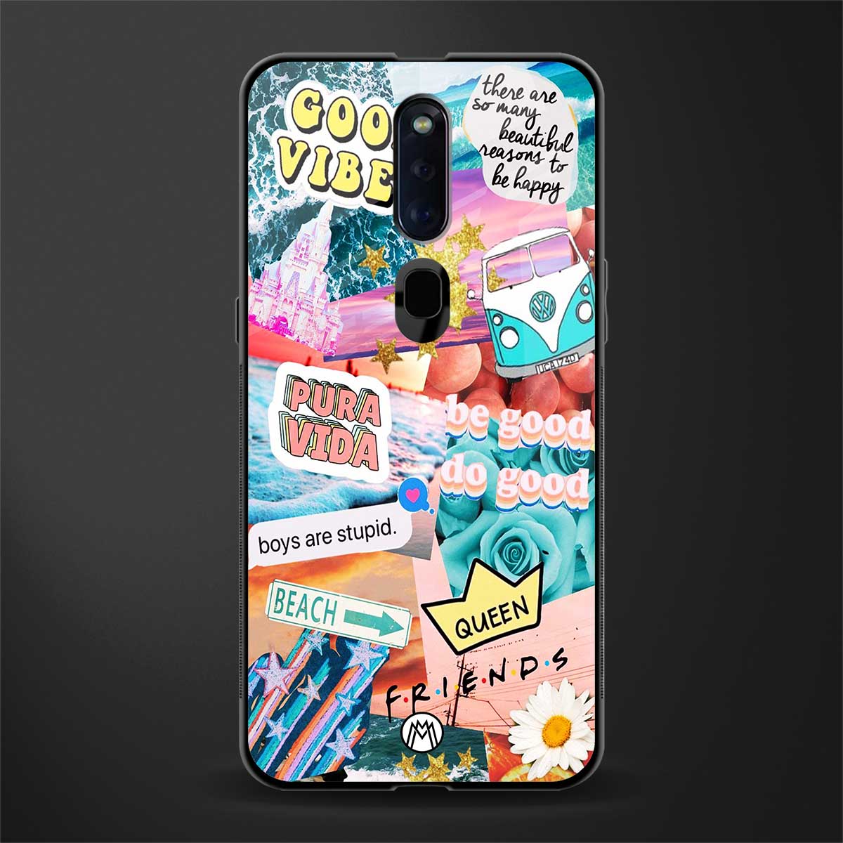 beach vibes collage glass case for oppo f11 pro image
