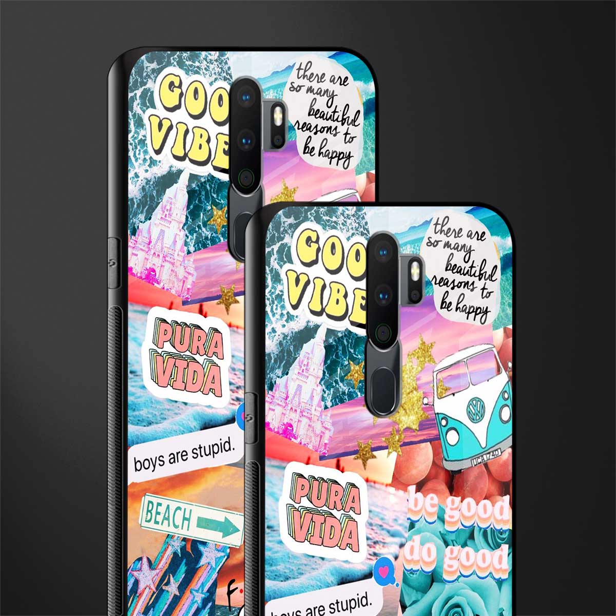 beach vibes collage glass case for oppo a9 2020 image-2