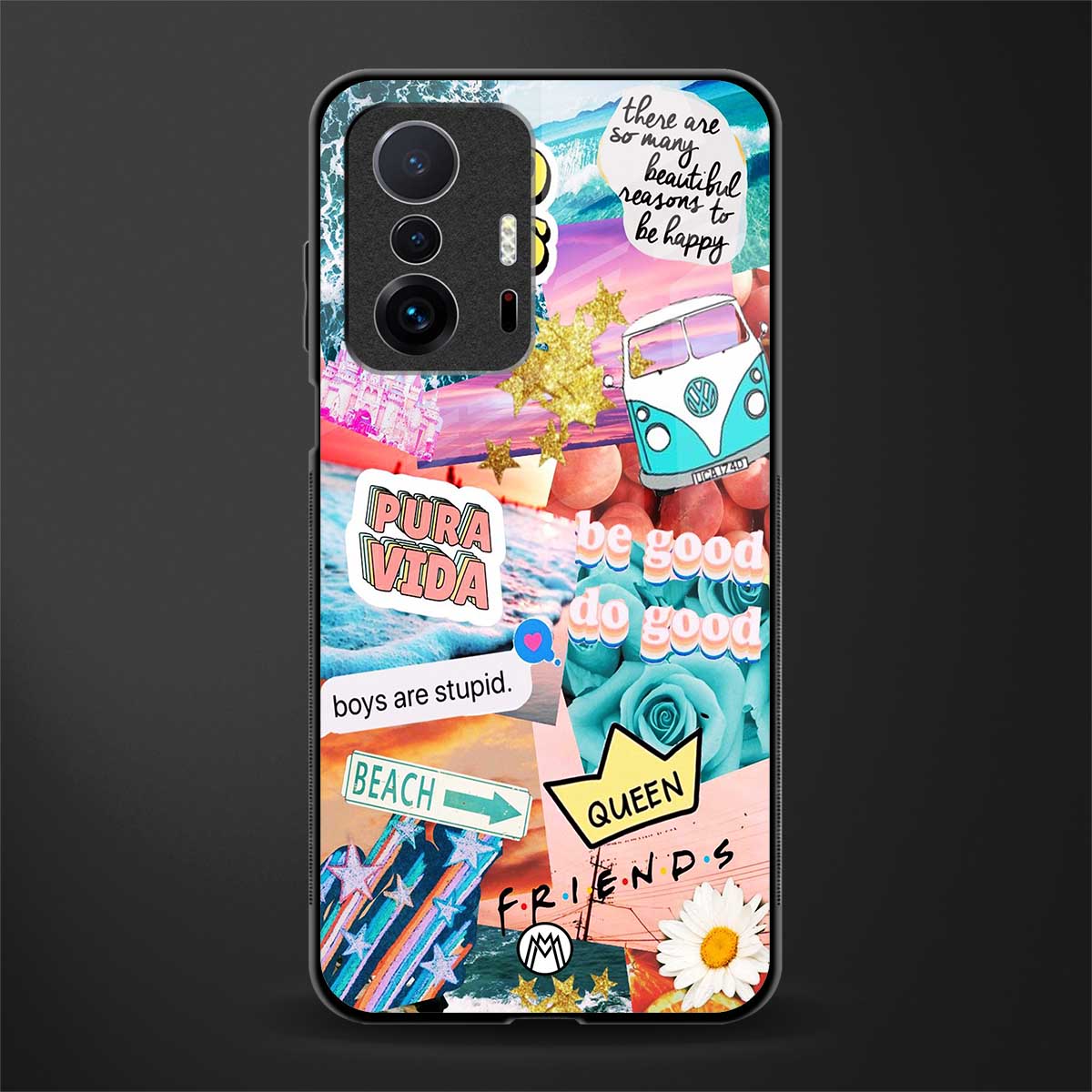 beach vibes collage glass case for mi 11t pro 5g image