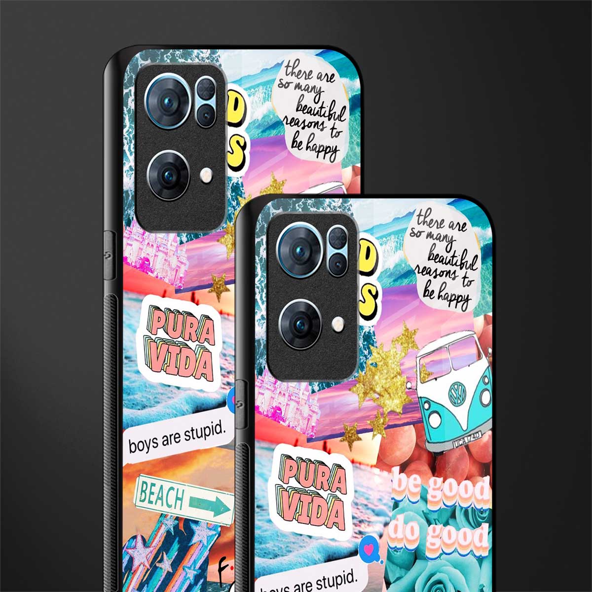 beach vibes collage glass case for oppo reno7 pro 5g image-2
