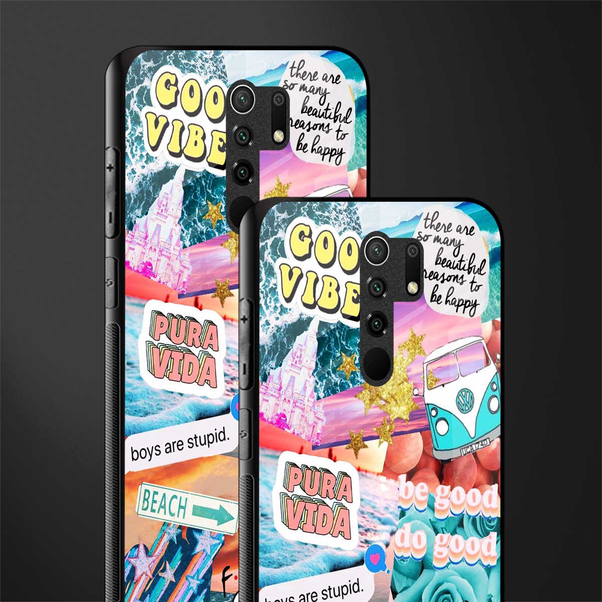 beach vibes collage glass case for poco m2 reloaded image-2