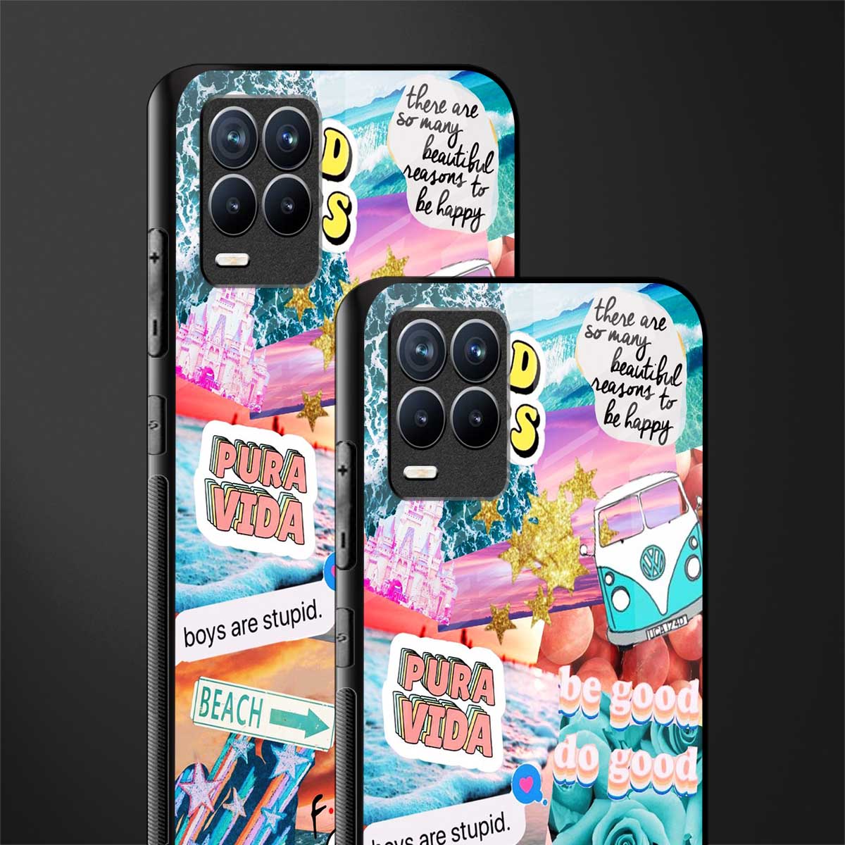 beach vibes collage glass case for realme 8 4g image-2