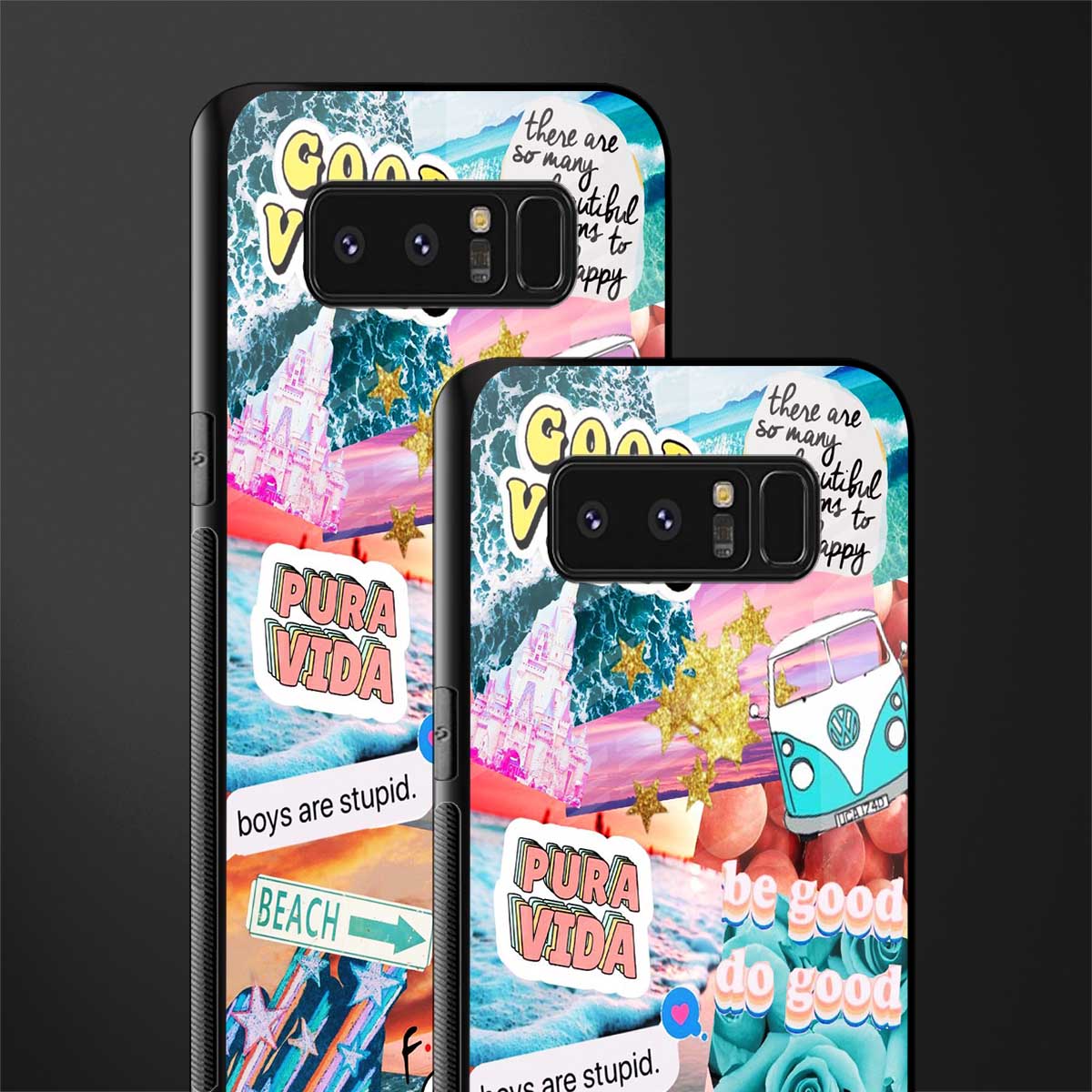 beach vibes collage glass case for samsung galaxy note 8 image-2
