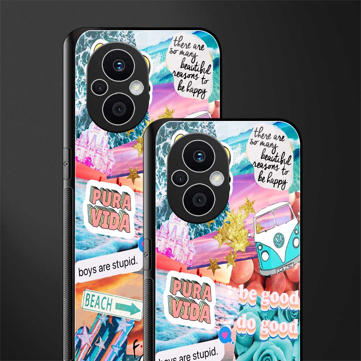 beach vibes collage back phone cover | glass case for oppo f21 pro 5g