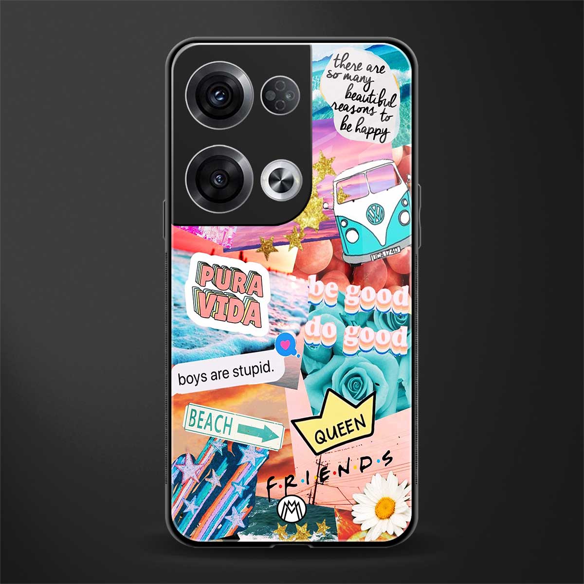 beach vibes collage back phone cover | glass case for oppo reno 8 pro