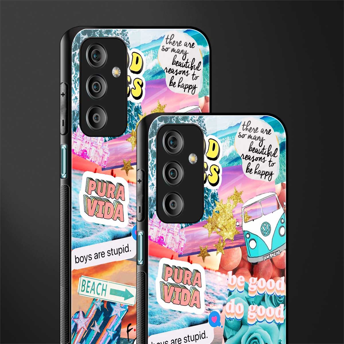 beach vibes collage back phone cover | glass case for samsung galaxy f23 5g