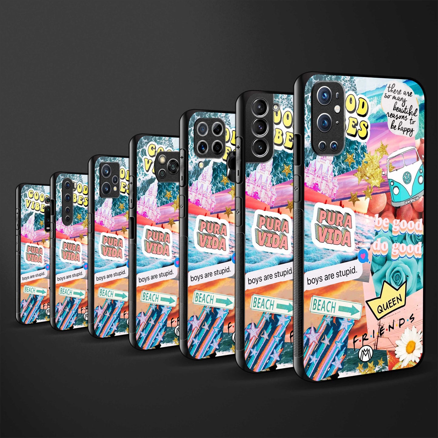 beach vibes collage back phone cover | glass case for redmi note 11 pro plus 4g/5g