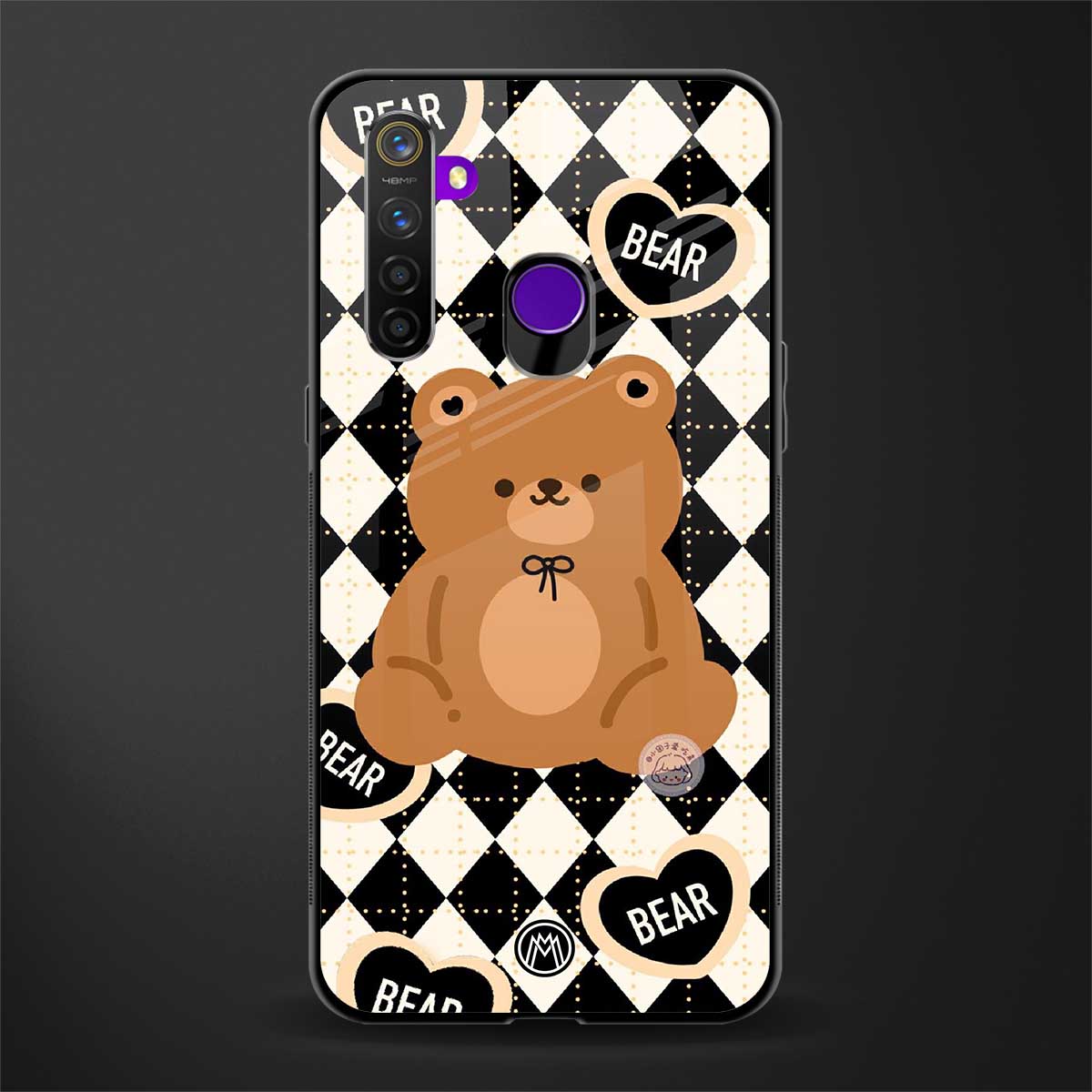 bear uniform pattern glass case for realme 5s image