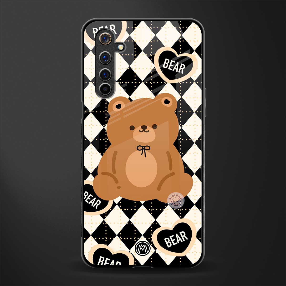 bear uniform pattern glass case for realme 6i image